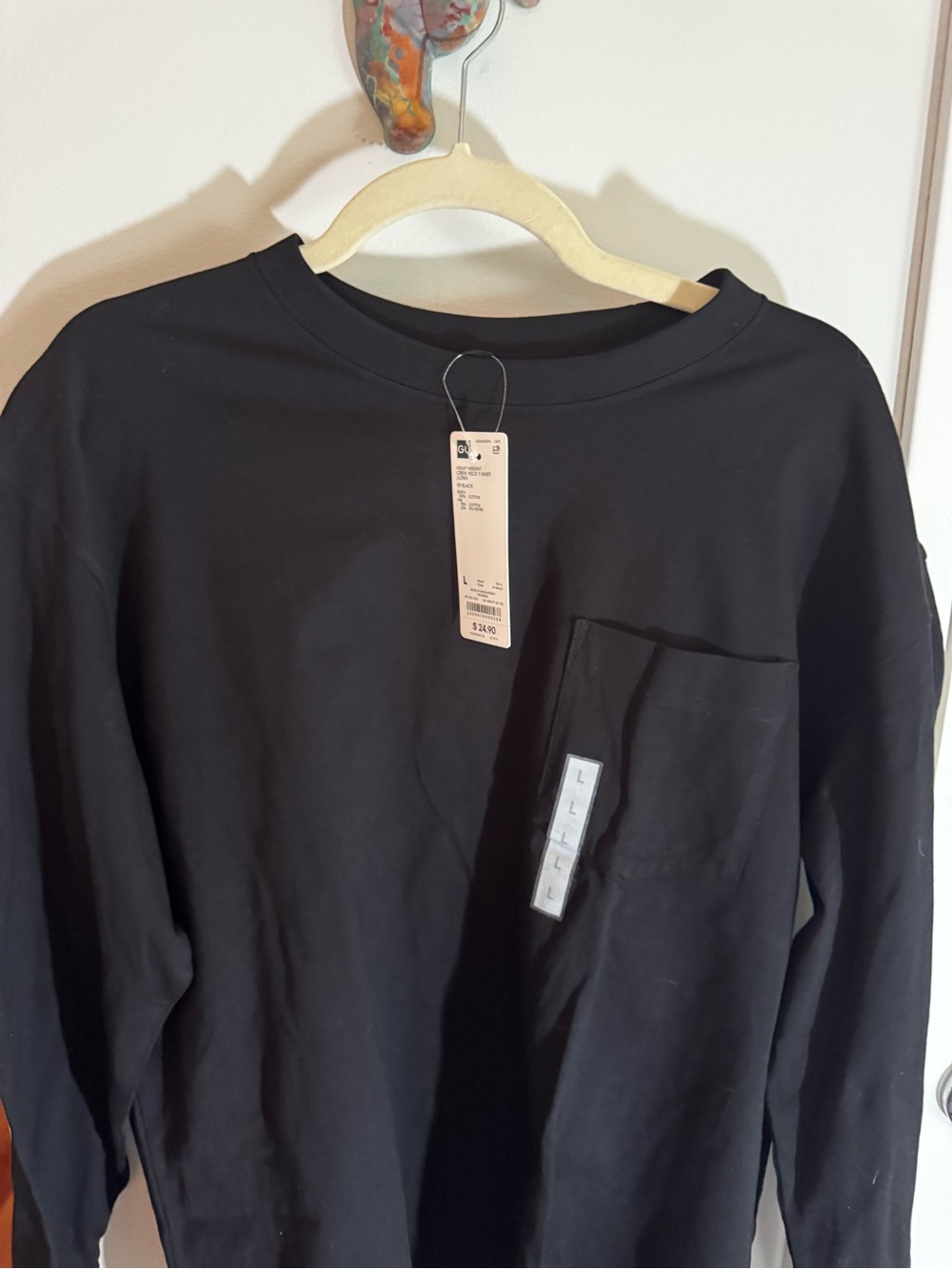GU Black Heavy Weight Crew Neck Long Sleeve T-Shirt NWT - Picture 5 of 5